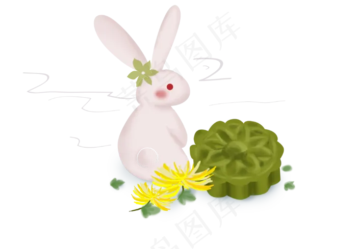 中秋节玉兔和月饼,免抠元素(3188*2228px 300 dpi )psd模版下载