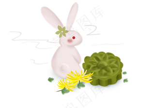 中秋节玉兔和月饼,免抠元素