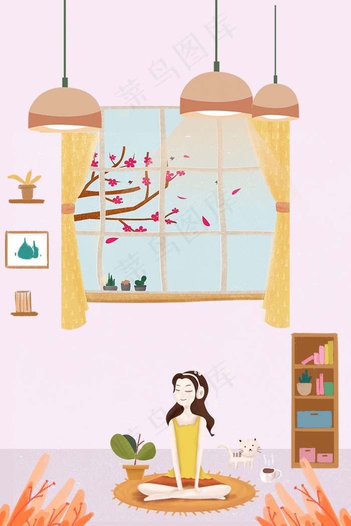 闲暇时光听音乐女孩服装促销海报