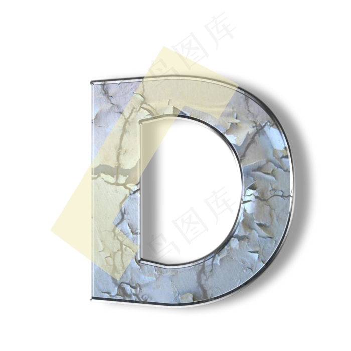 破旧裂纹墙壁PSD字母D