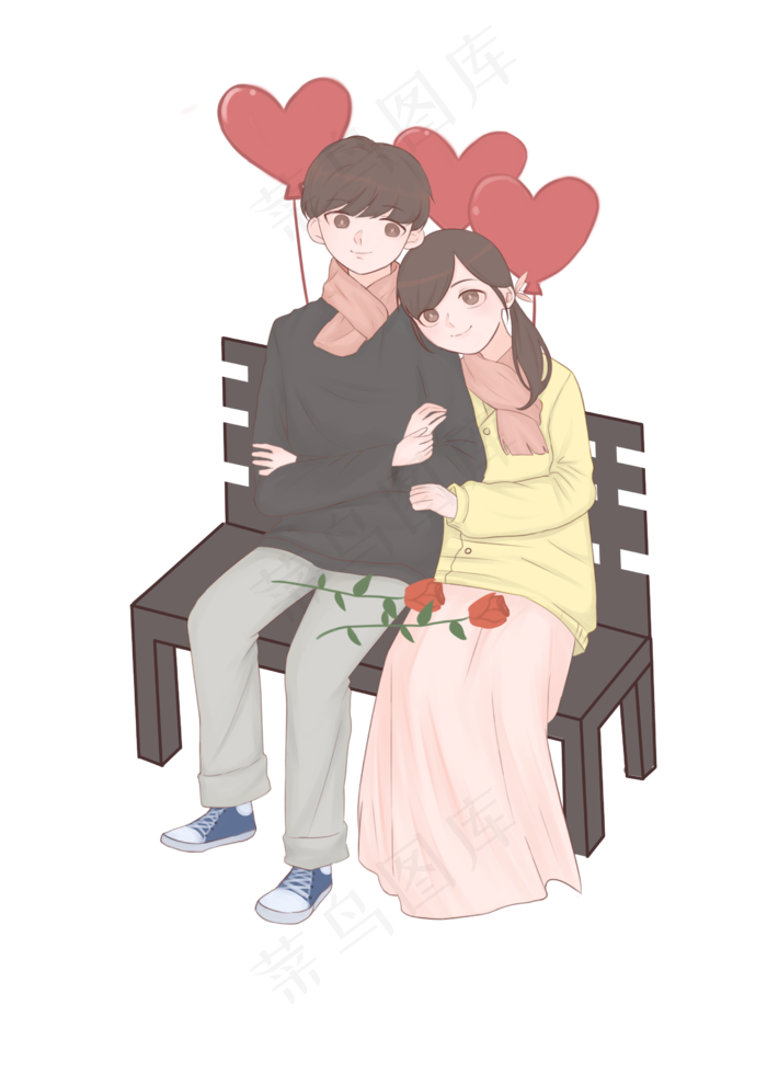 情人节情侣坐的插画