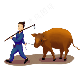 手绘芒种人物png素材