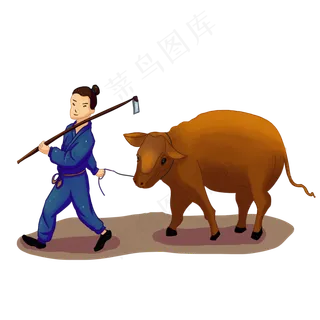 手绘芒种人物png素材