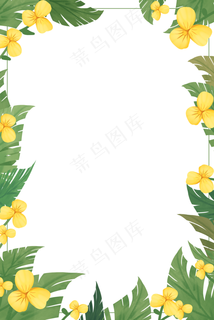 小清新小黄花边框,免抠元素(3545X5315(DPI:300))psd模版下载