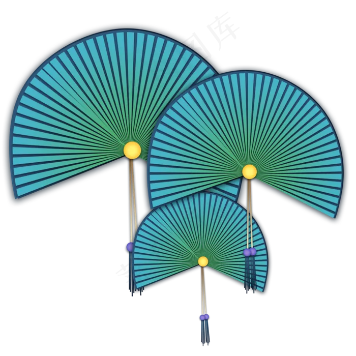 中国风立体折扇节日手绘,免抠元素(2000X2000(DPI:300))psd模版下载