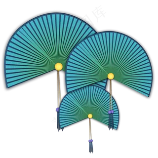 中国风立体折扇节日手绘,免抠元素