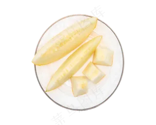 一盘哈密瓜水果