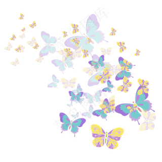 手绘昆虫五彩漂浮蝴蝶