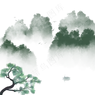 中国风水彩山水景