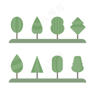 绿色树叶卡通叶子花草植物扁平,免抠元素