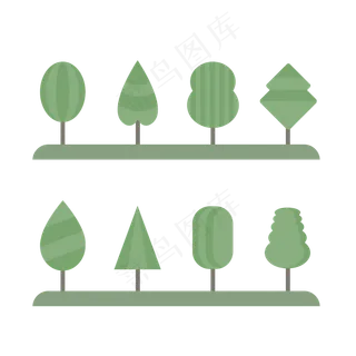 绿色树叶卡通叶子花草植物扁平,免抠元素