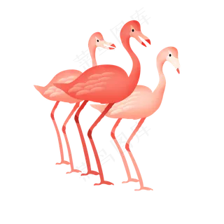 卡通粉色火烈鸟元素,免抠元素