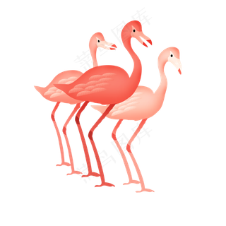 卡通粉色火烈鸟元素,免抠元素