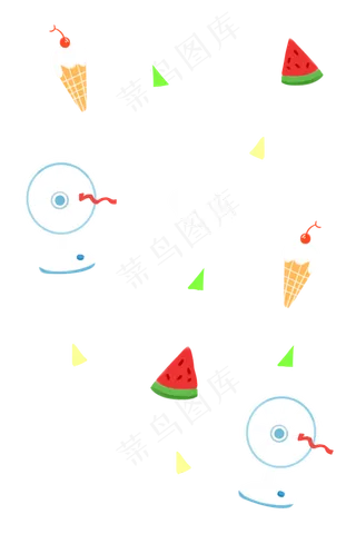 夏日西瓜电风扇卡通扁平通用,免抠元素