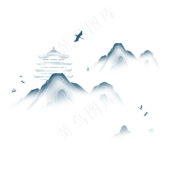 中国风山水底纹(2000X2000(DPI:96))psd模版下载