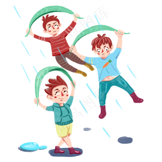 谷雨友情友谊朋友夏天下雨遮雨挡