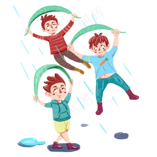 谷雨友情友谊朋友夏天下雨遮雨挡