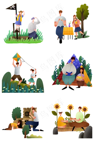 扁平肌理风父亲节人物合集