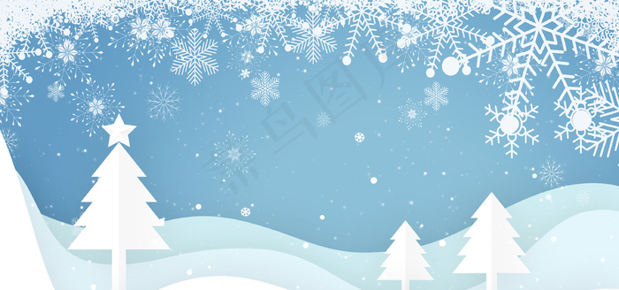 蓝色唯美雪花背景素材