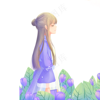 漂亮的女孩在草丛里