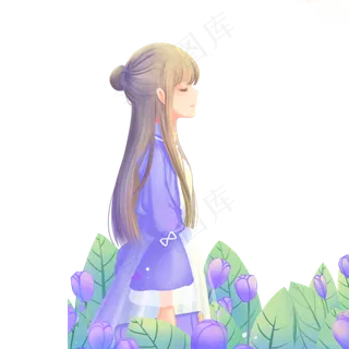 漂亮的女孩在草丛里