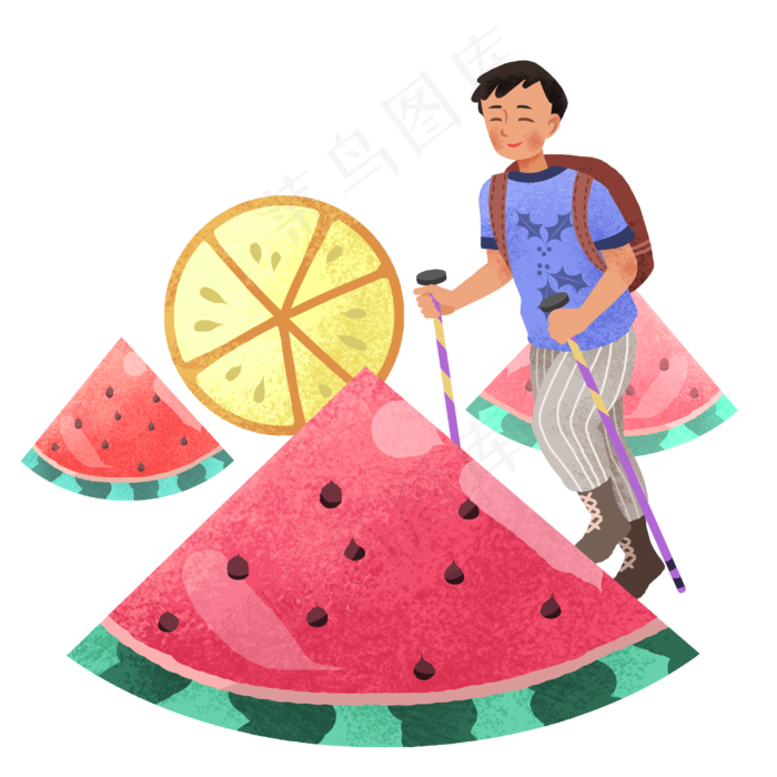 大暑男孩和西瓜
