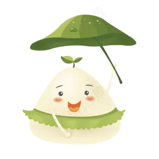 端午节举着叶子的粽子人物