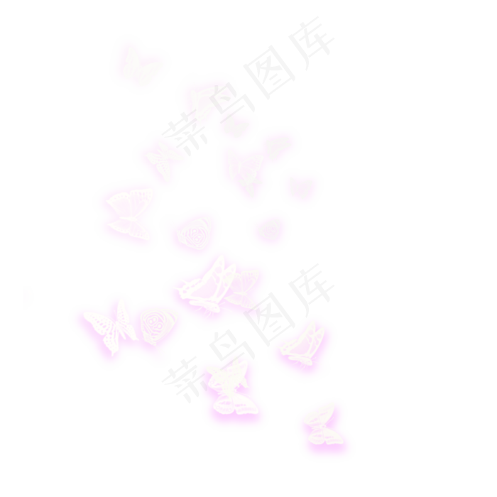 渐变梦幻粉色蝴蝶,免抠元素(2000*2000px 300 dpi )psd模版下载