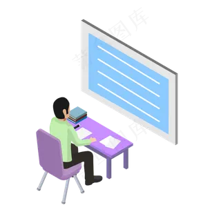 2.5D立体风格男士学习教育读书元�,免抠元素