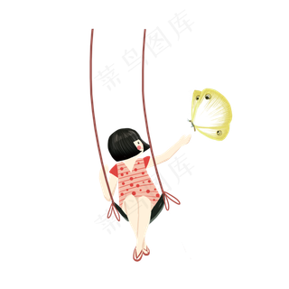 儿童节女孩荡秋千素材