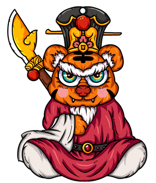 可爱国潮风格老虎武将,免抠元素