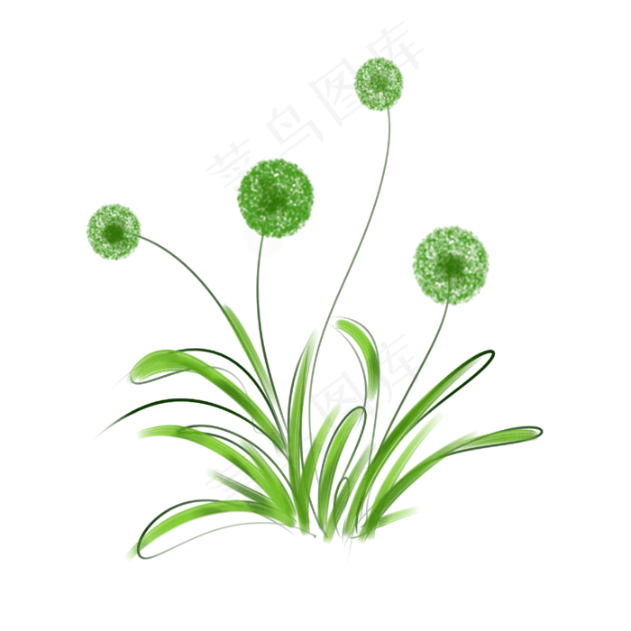 绿色植物手绘装饰图案(3000X3000(DPI:299))psd模版下载