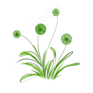 绿色植物手绘装饰图案