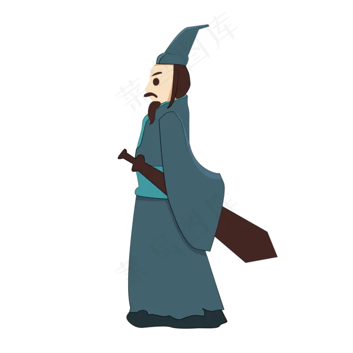 手绘古代屈原卡通(2000*2000px 300 dpi )ai矢量模版下载