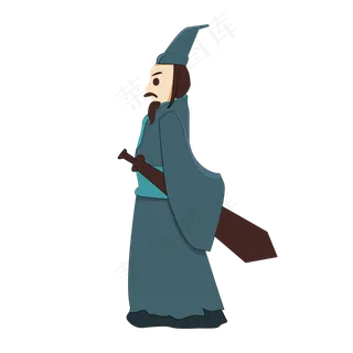 手绘古代屈原卡通