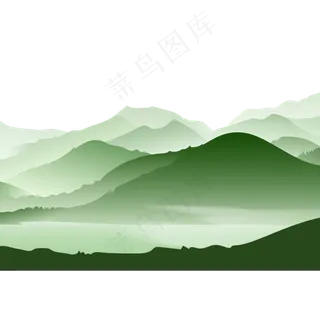 绿色起伏远山元素,免抠元素