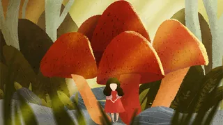 立春春分温馨阳光与女孩森林