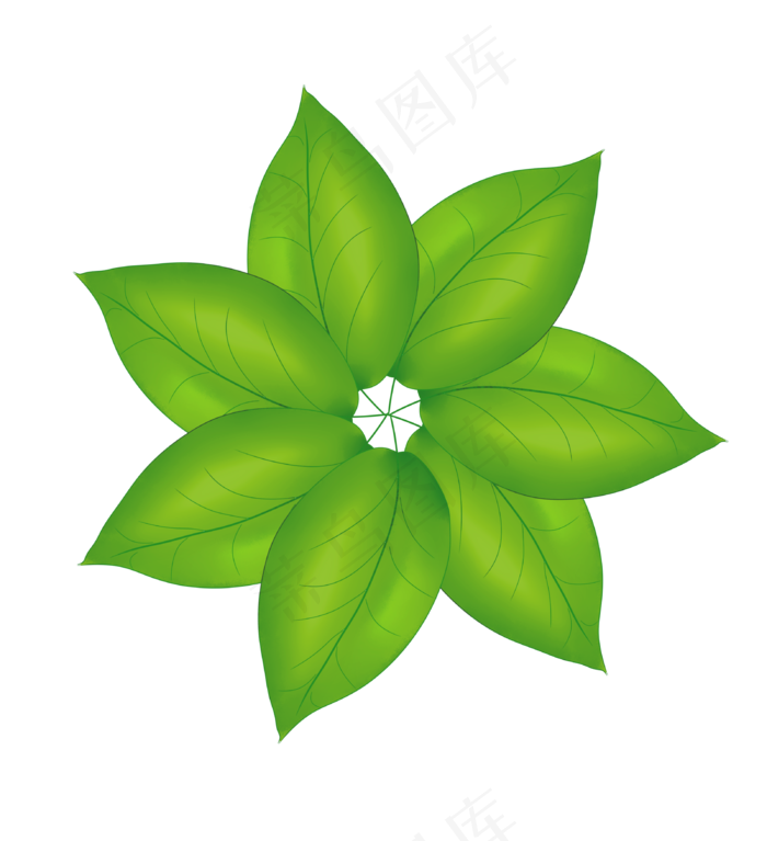 绿色花瓣形叶子(3200X3508(DPI:300))psd模版下载