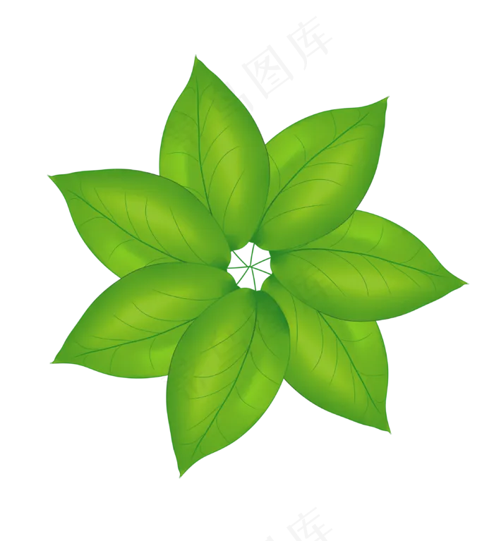 绿色花瓣形叶子(3200X3508(DPI:300))psd模版下载