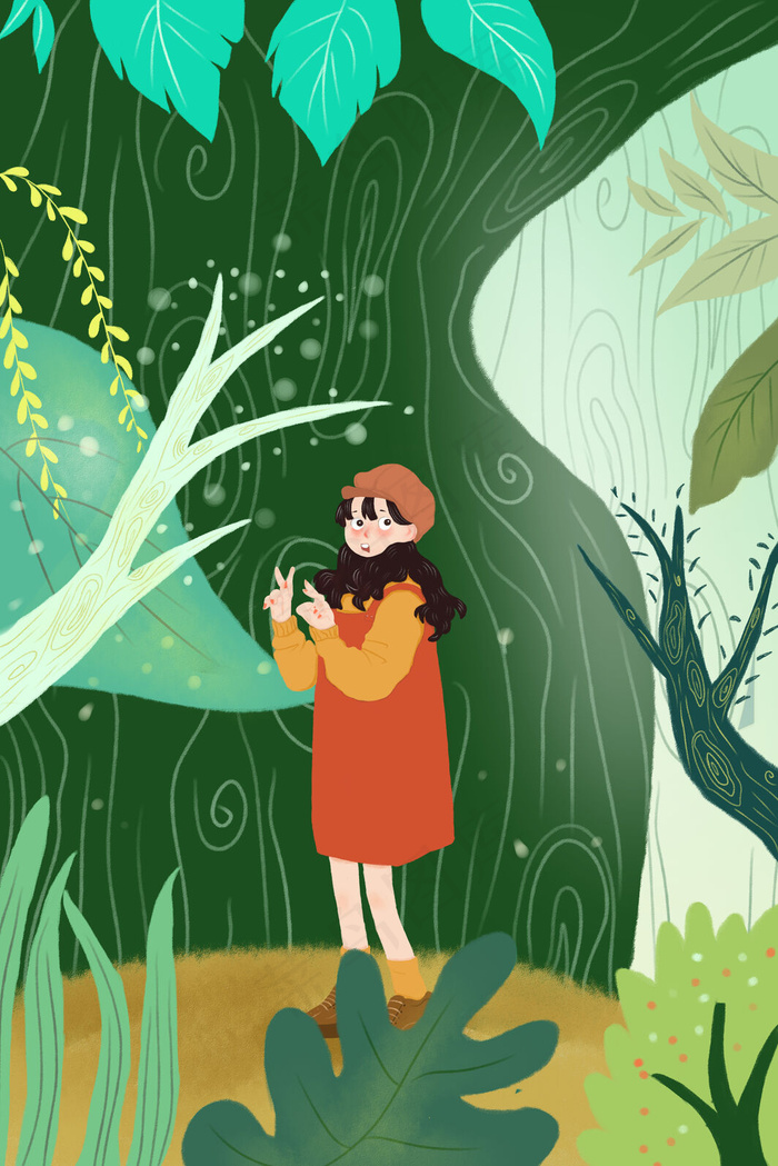 清明时节春天女孩踏春