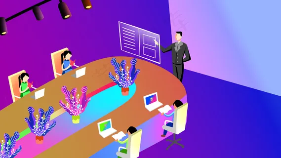 蓝色系扁平风商务金融配图