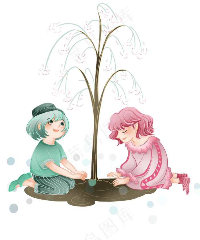 植树节种树的小女孩(2500X3000(DPI:300))psd模版下载