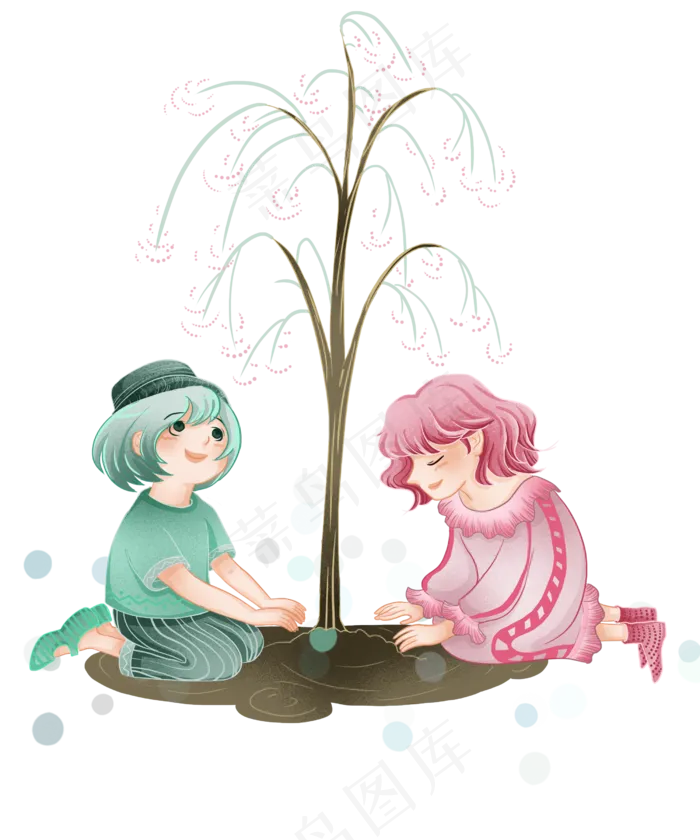 植树节种树的小女孩(2500X3000(DPI:300))psd模版下载