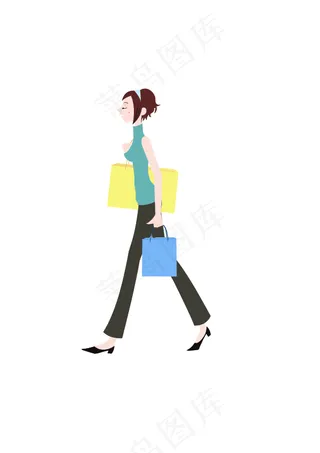 618多彩卡通手绘美女购物