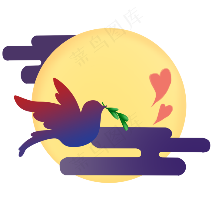七夕情人节喜鹊,免抠元素(2480*2480px 300 dpi )psd模版下载