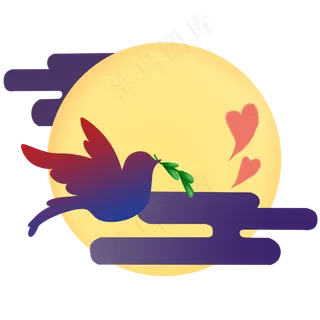 七夕情人节喜鹊,免抠元素