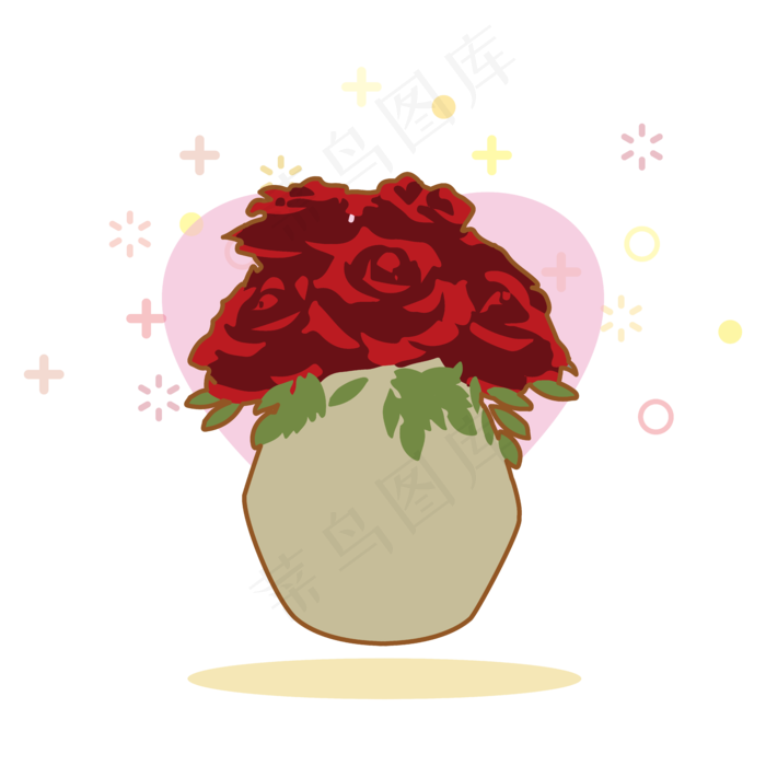 简约扁平卡通七夕情人节花朵花卉
