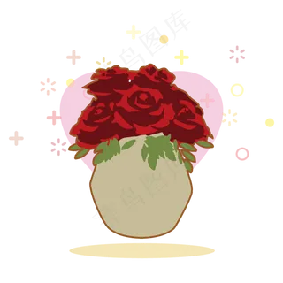 简约扁平卡通七夕情人节花朵花卉