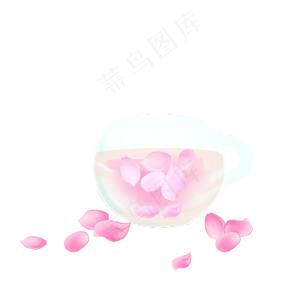 手绘卡通搞小清新玫瑰花瓣茶透明