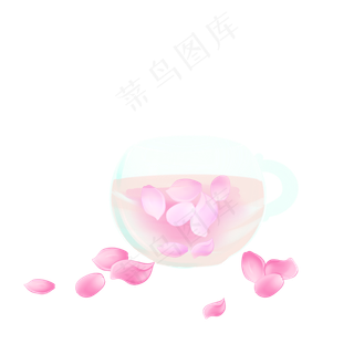 手绘卡通搞小清新玫瑰花瓣茶透明